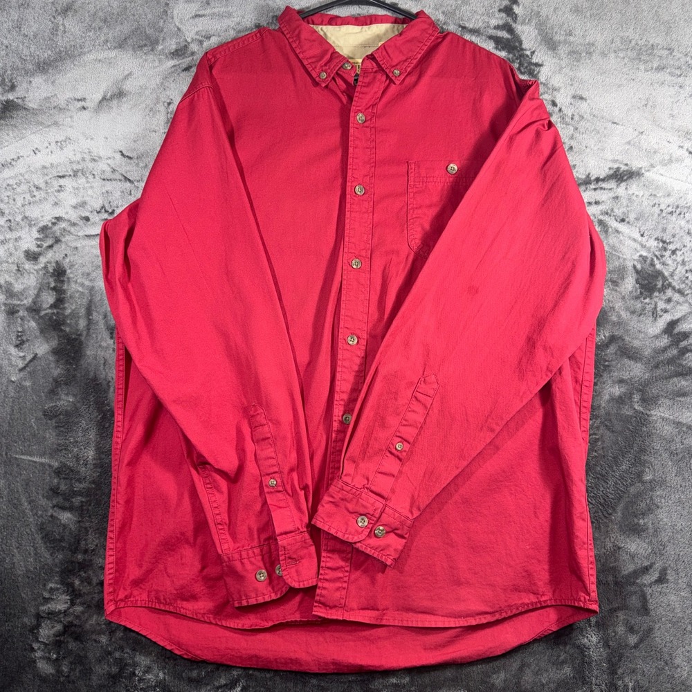 RedHead Brand Co Mens XL Red Long Sleeve Button Down Cotton Canvas Shirt 602F903